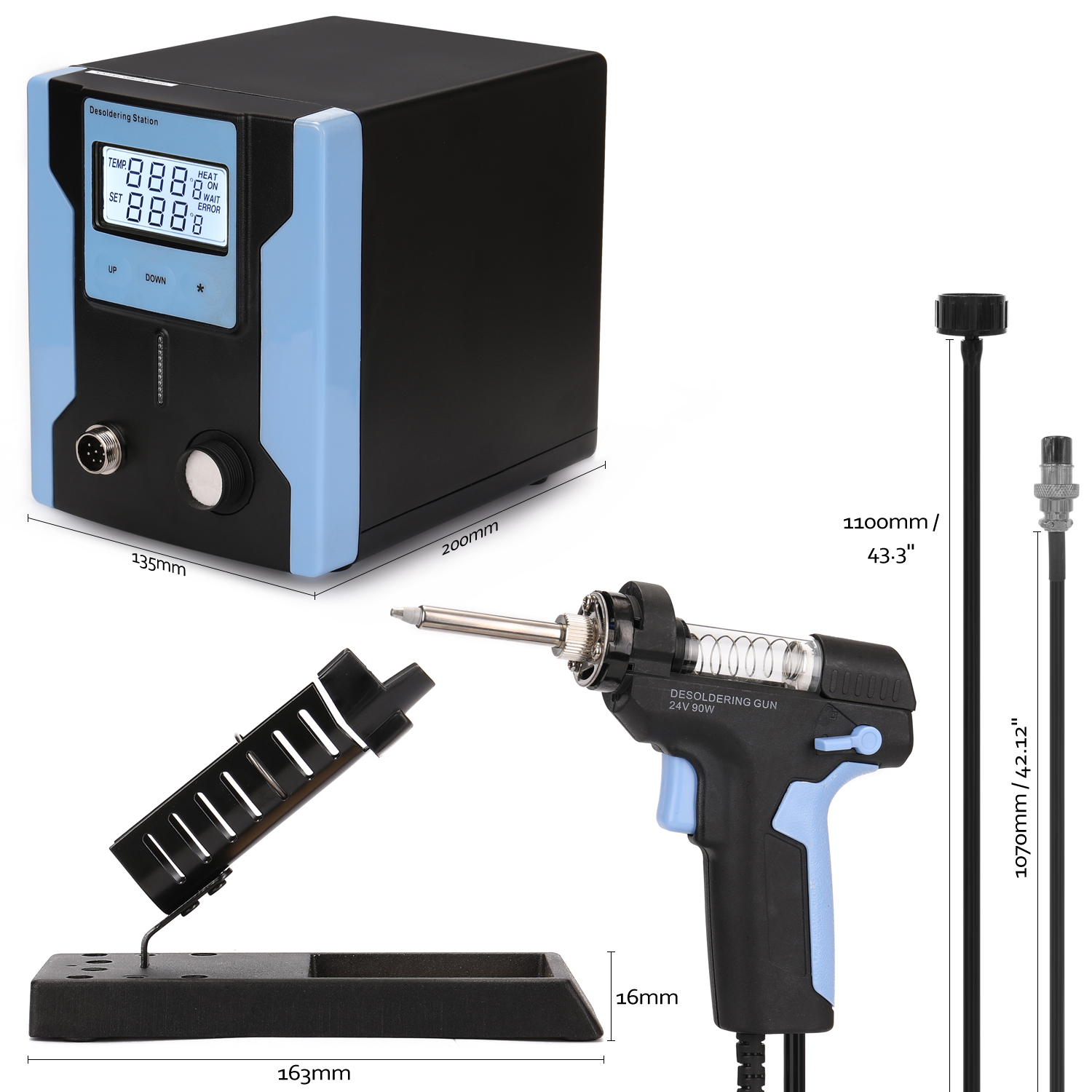 LCD Digital Display Desktop Electric Automatic Soldering Iron Suction Device Temperature Controlled Desoldering Station Set