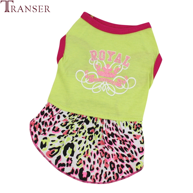 Transer Pet Supply RORAL Printing Leopard Dog Dress Summer Pet Dogs Puppy Apparel 80321