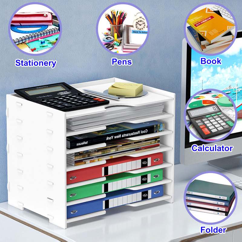 4/6/8 Tiers Office Desktop Organizer File Holder with Sliding Drawer File Holder Document Letter Tray Holder for Home Office