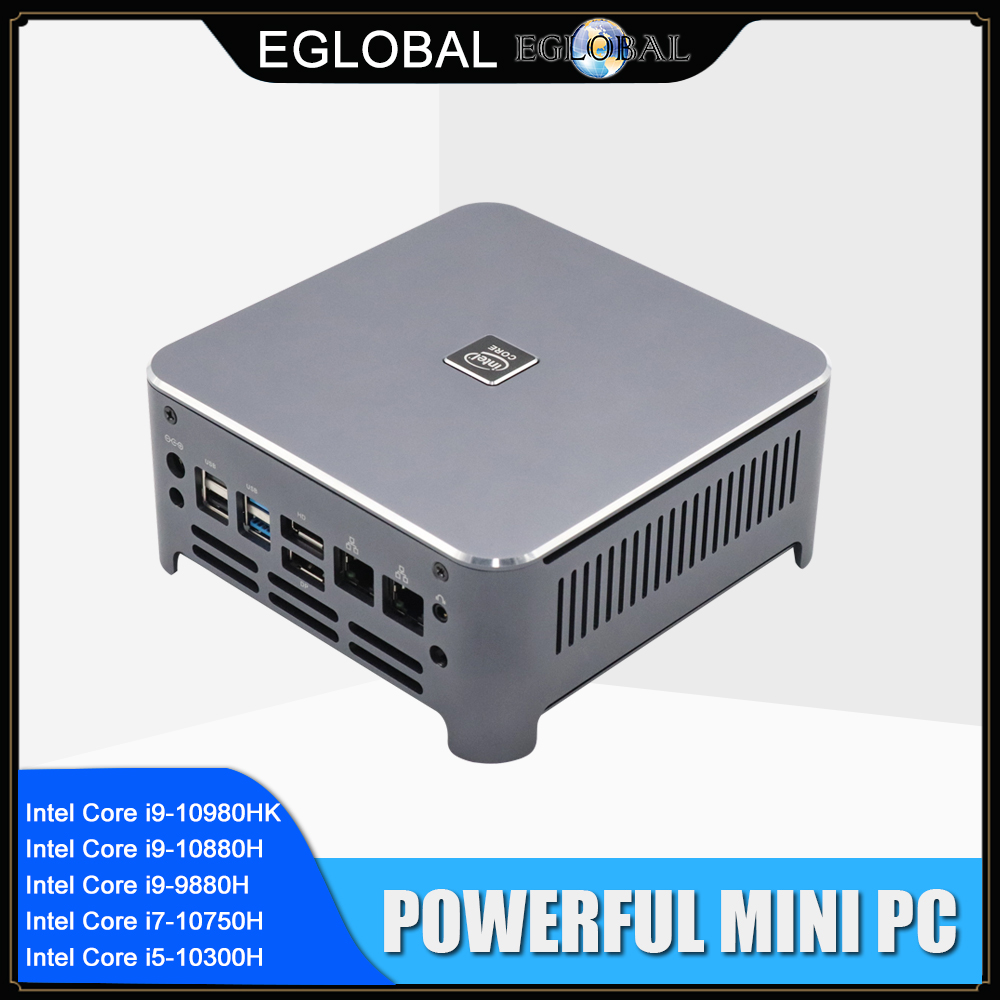 EGLOBAL Intel Core i9 10980HK Mini PC Windows 10 Pro Key HDMI2.0 DP USB-C 3 Display Computador i7 10750H Gaming Computer