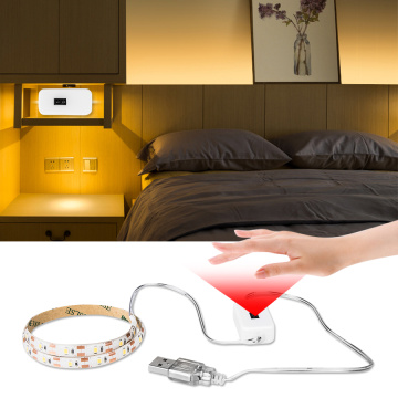 5V USB Hand Sweep Sensor LED Under Cabinet Light Smart Switch Hand PIR Motion Sensor LED Strip Bedroom Closet Kitchen Night Lamp