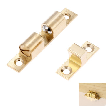 DRELD 1Pc 70mm Brass Double Ball Catch Cabinet Door Latch All Copper Touch Beads Lock Door Spring Clip Cabinet Door Catches