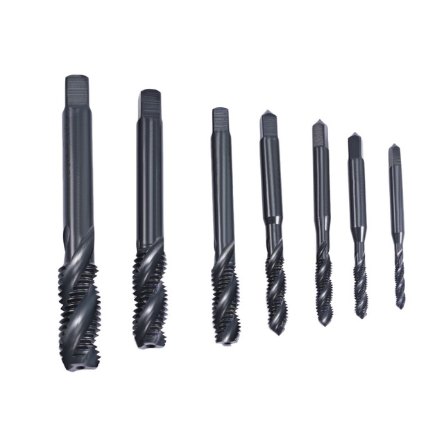 New 7pcs Spiral Hand Thread Tap Screw Spiral Point Thread Metric Plug Drill Bits M3 M4 M5 M6 M8 M10 M12 Hand Tools