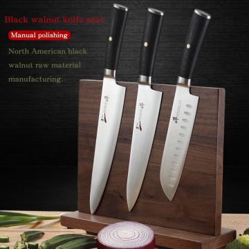 North American black walnut knife block double - face magnetic suction kitchen to place the large capacity of the knife shelf
