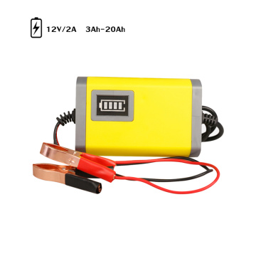 12V 2A Full Automatic Intelligent Smart Power Charger 110-240V Motorcycle Battery Charger 3 Stages Lead Acid AGM GEL LED Display