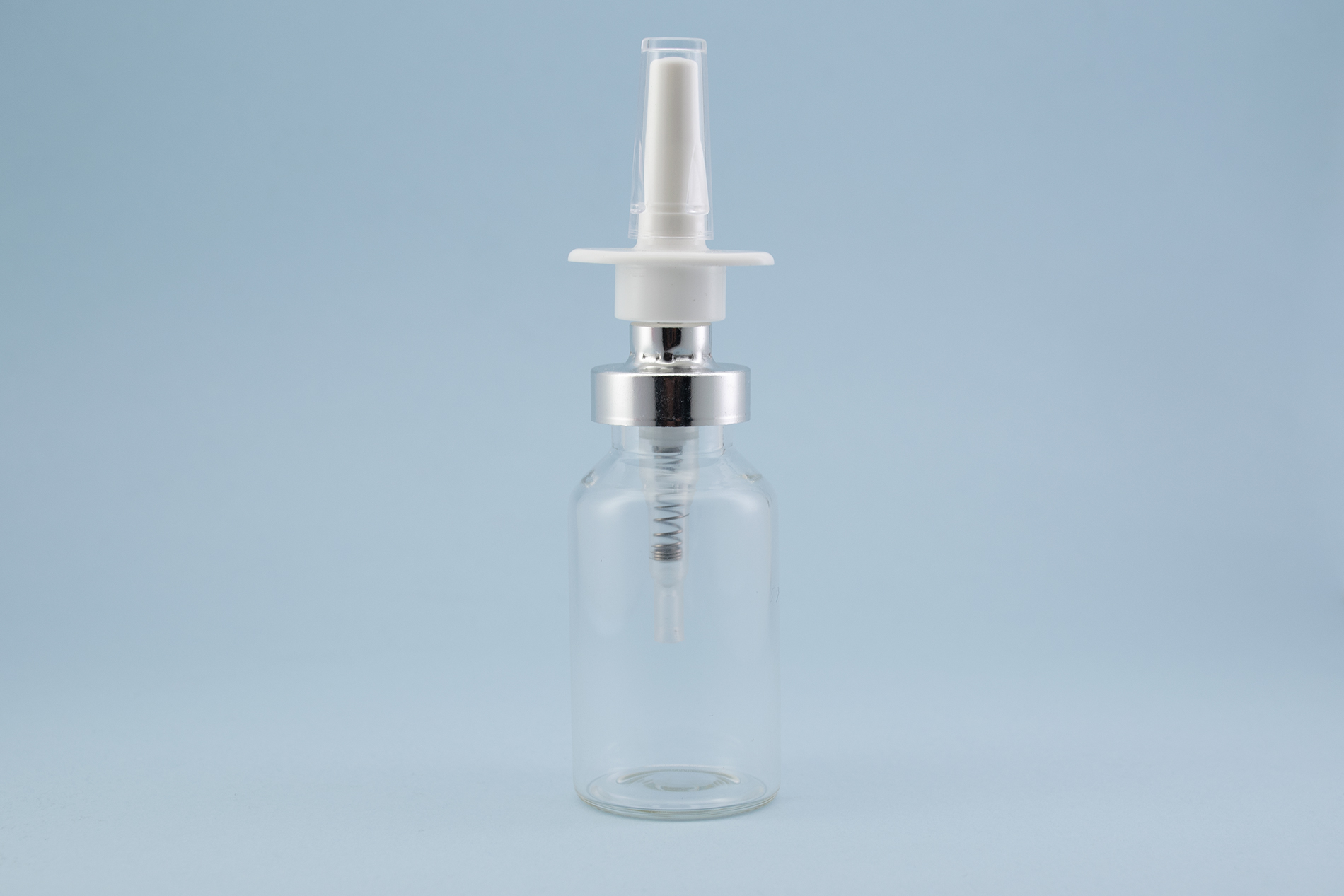 20MM shiny silver crimp pump with nasal sprayer