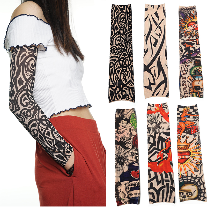 6Pcs Breathable Arm Sleeve Sun Protection Tattoo Cuff Quick-dry Running Cycling Arm Warmers Bicycle Golf Sports Oversleeves