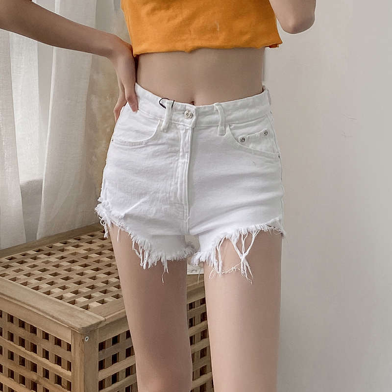 Aachoae Women Solid Shorts Jeans Summer 2020 Retro Raw Edge Baggy Mom Jeans High Waist Zipper Fly Casual Bottoms Vaqueros Mujer
