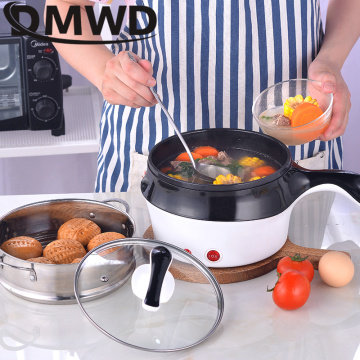 DMWD Multifunction Electric Double Layer Hotpot Mini Noodle Cooker Non-stick Skillet Eggs Soup Cooking Pot Rice Food Steamer Pan