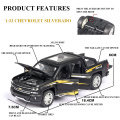 1:32 Chevrolet Silverado Pika Alloy Car Model Diecast Toy Vehicle 6 Open Doors With Sound/Light/Pull-back Toys For Children