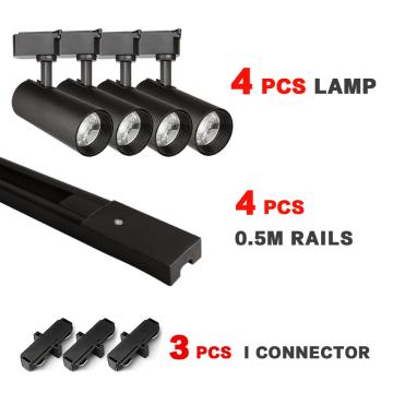4pcs LED Track Light COB Fixture 12W 20W 30W 40W Rail Lamp Adjustable Spotlights Museums Showroom Clothing Store Lighting 220V