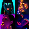 18 Colors Glow in the Dark Fluorescent Neon Eyeshadow Palette Matte Glitter Shimmer Eye Shadows Makeup Smoky Party Makeup