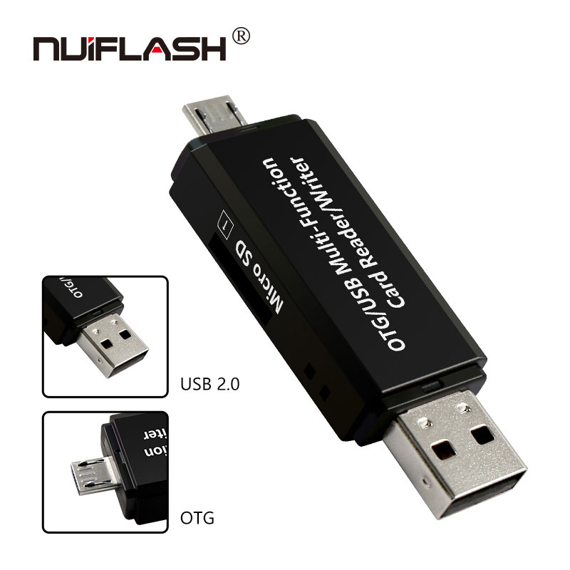 New arrival Card Reader OTG USB 2.0 Memory Card Reader pen drive for SD/ TF Card Adapter cardreader with retail package