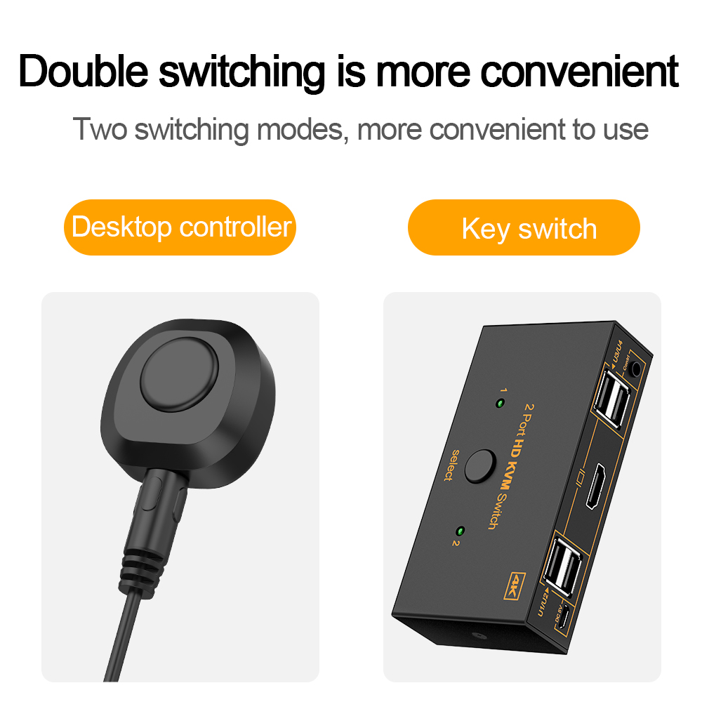 Rocketek KVM switch USB 2.0 HDMI-compatible 4K Splitter Printer Mouse Keyboard Share Switcher Box Computer Controller Adapter