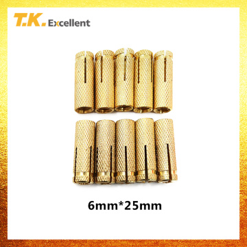 T.K.Excellent 25 Pcs 6*25 Pure Copper Drop-in Anchor Home Decoration Fastener Tools Single Blister Pop Anchor Woodworking