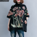 DIMANAF Women Hoodies Sweatshirts Plus Size Tops Black Female Turtleneck Pullover Autumn Thinken Cotton Loose 2019 Print Floral