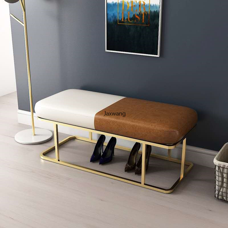 Nordic Living Room Ottoman Customized Iron Shoe Changing Stool Living Room Home Door Luxury Cloakroom Stool Clothing Store Bench