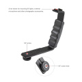 Handheld L-shaped Gimbal Expansion Bracket Holder with 2 Hot Shoe Mounts for Zhiyun Smooth 4 Gimbal Stabilizer for Microphone