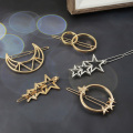 2020 New Women Metal Hair Clip Geometric Hairpin Gold Moon Round Hairgrip Barrette Girls Hair Accessories Styling Tools