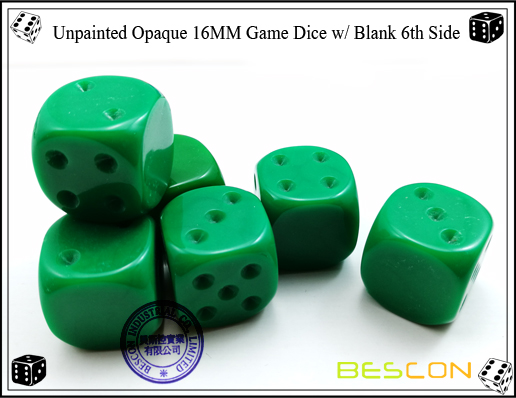 Unpainted Opaque Dice 16MM with Blank 6th Side-6