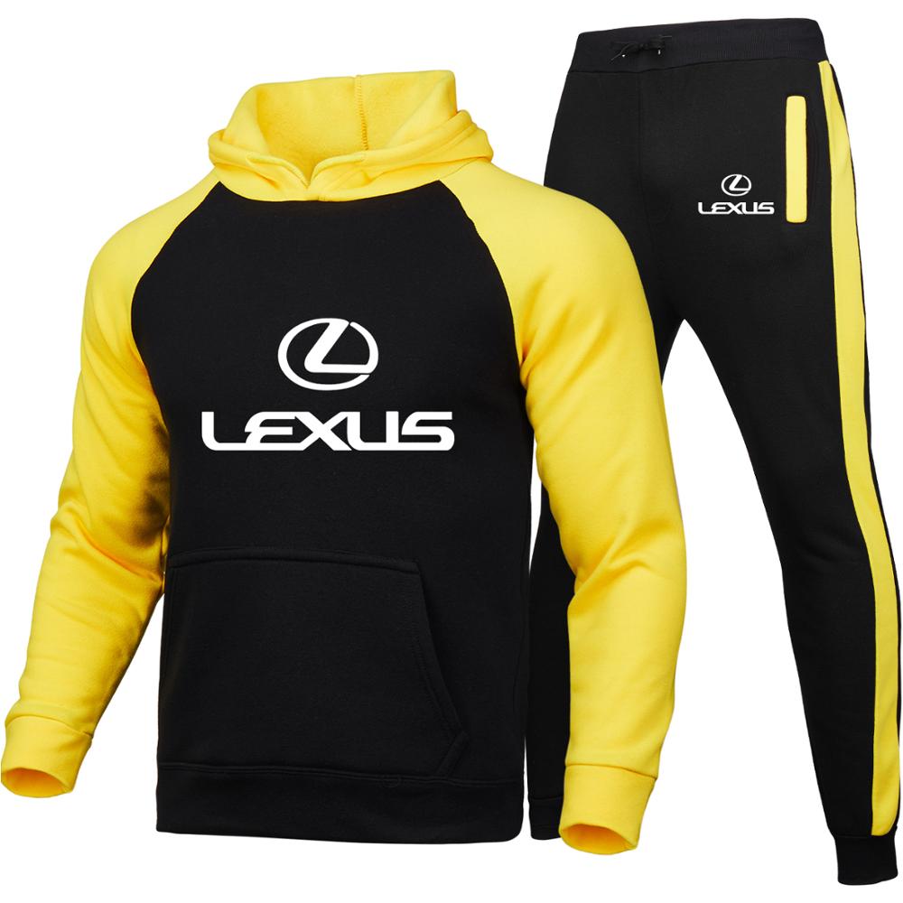 Spring Autumn Mens Short sleeve Lexus Car Logo printing high quality Cotton high quality Cotton T Shirts pants suit Sportswear