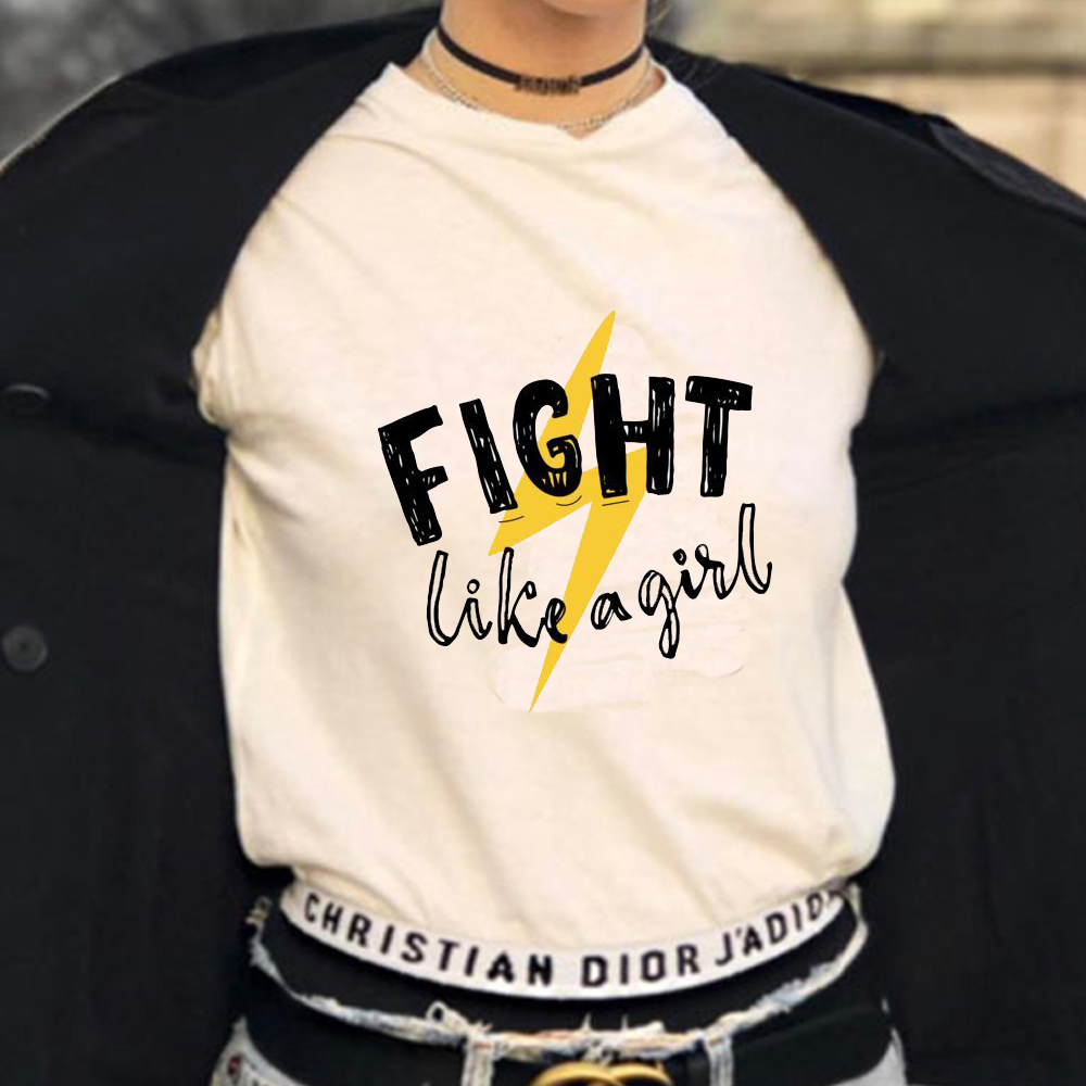 Feminist Fight Like A Girl Harajuku Letters Printed T Shirt Women Ullzang Casual T-shirt Feminism Tshirt Tops Tee