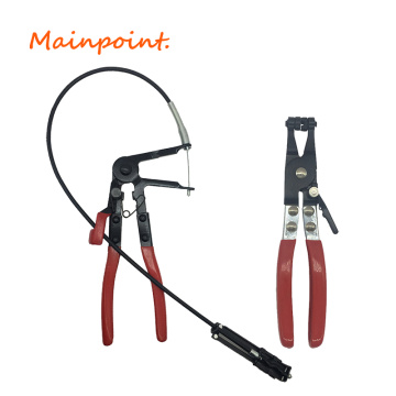 2Pcs Auto Vehicle Hand Tools Cable Type Flexible Wire Long Reach Hose Clamp Pliers Tools Straight Hose Clamp Pliers Hand Tools