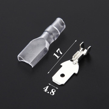 50sets 4.8 mm with transparent sheath inserted spring 4.8mm male connector terminal Faston with insulator for wire