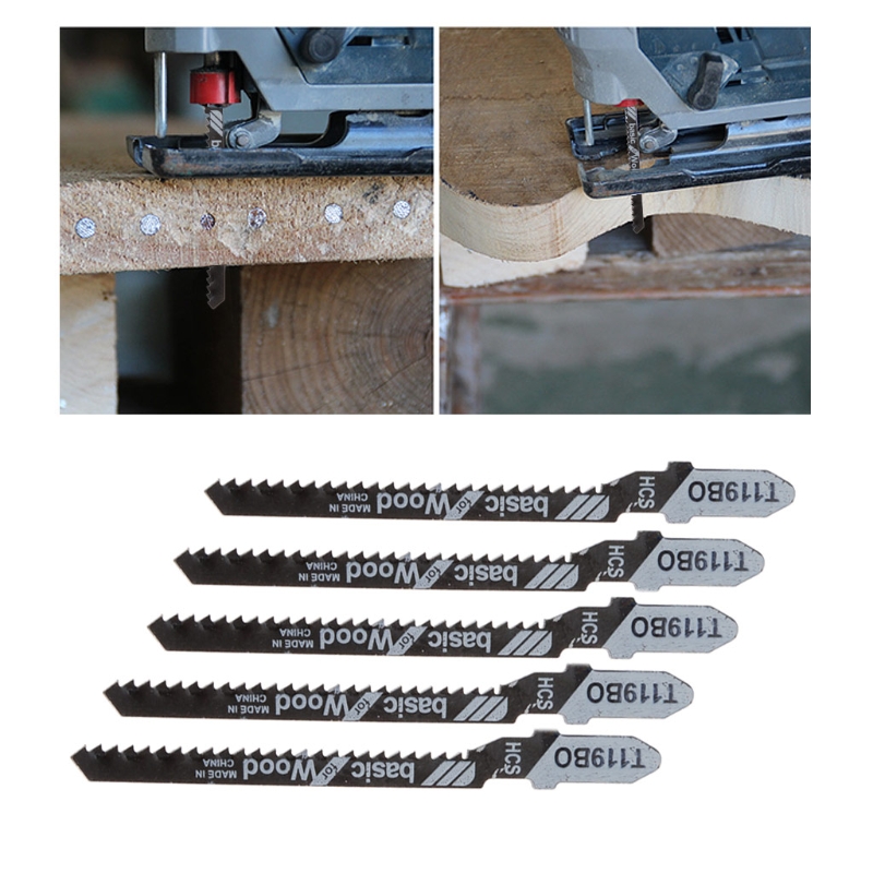 5 Pcs HCS T119BO Jig Saw Blades Set Wood Fast Cutting Reciprocating Saw Blade Jan05