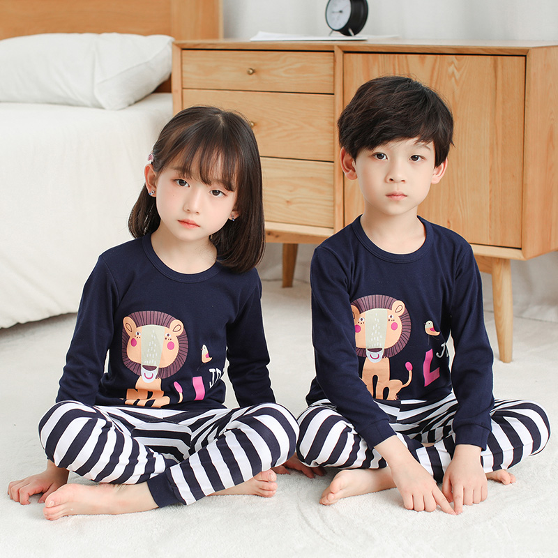 Kids Pajamas 2021 Autumn Girls Boys Sleepwear Nightwear Baby Infant Clothes Animal Cartoon Pajama Sets Cotton Children's Pyjamas