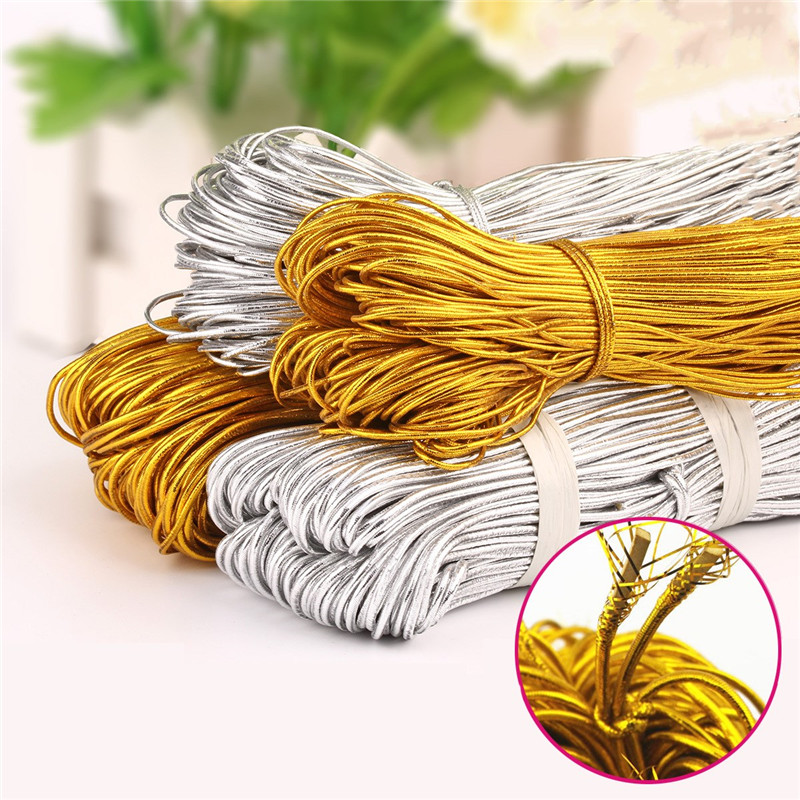 5yards 1.5mm Gold Silver Packing Rope Ornaments String Elastic Cords for Handmade Christmas Gift Packing Crafts DIY