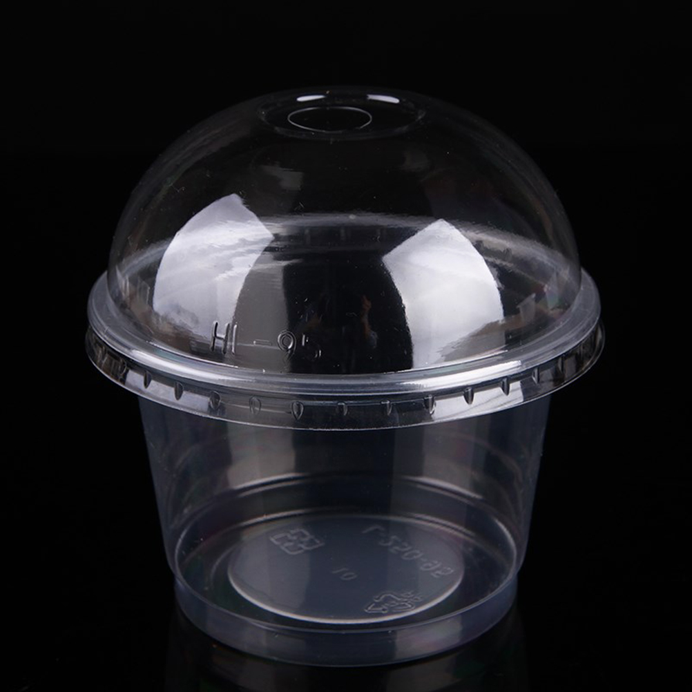 120/150/250ml Disposable Salad Cup Transparent Plastic Dessert Bowl Container with Lid for Bar Cafe Home (Dome Lid with Hole)