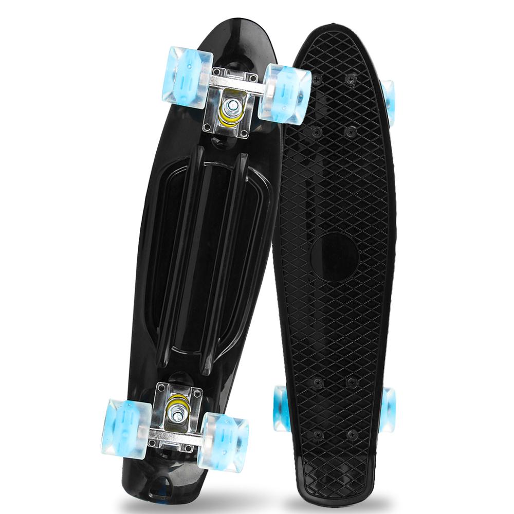 22inch Skate Board Flashing Light Mini Skateboard Plastic Longboard Four-wheel Fishboard Street Outdoor Sports For Girl Boy