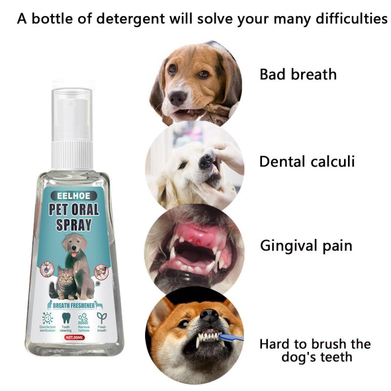 30ml Pet Care Mouthwash Spray Dog Cat Teeth Breath Cleaning Freshener Mouth Cleaner Supplies Of Eliminate Bad Breath Tartar New