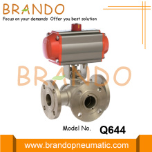 3 Way Pneumatic Flanged Ball Valve Stainless Steel