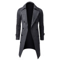 Winter Men Slim Stylish Trench Coat Double Breasted Long Jacket Parka Casual long men's woolen fleece warm windbreaker jacket