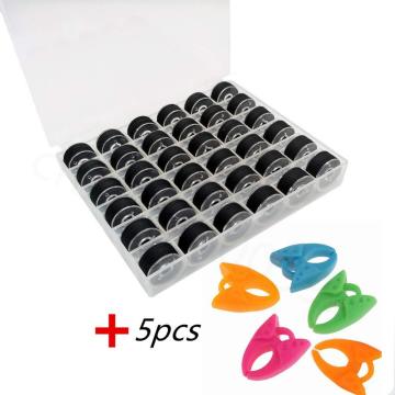 36PCS Sewing Bobbins Black Polyester Sewing Thread Transparent Plastic Bobbin And Bobbin Clamps Sewing Machine Accessories Set