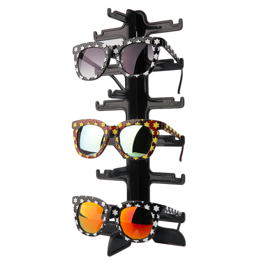 Fashion Sun Glasses Eyeglasses Plastic Frame Display Stands 6 Layer 4 Colors Shelf Eyewear Counter Show Stand Holder Rack