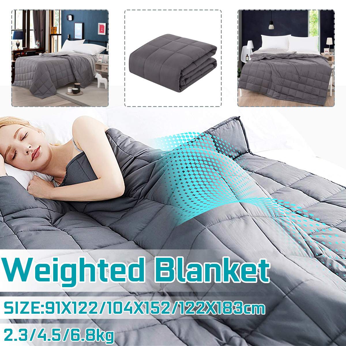 Portable Weighted Blanket For Adult Blankets Decompression Sleep Aid Pressure Sleeping Heavy Winter Blanket Dark Grey Cotton