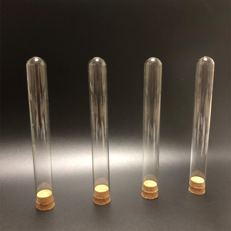 100 pieces/Pack 15x100mm Lab Flat Bottom Glass Test Tube with Cork Stopper Laboratory Glassware
