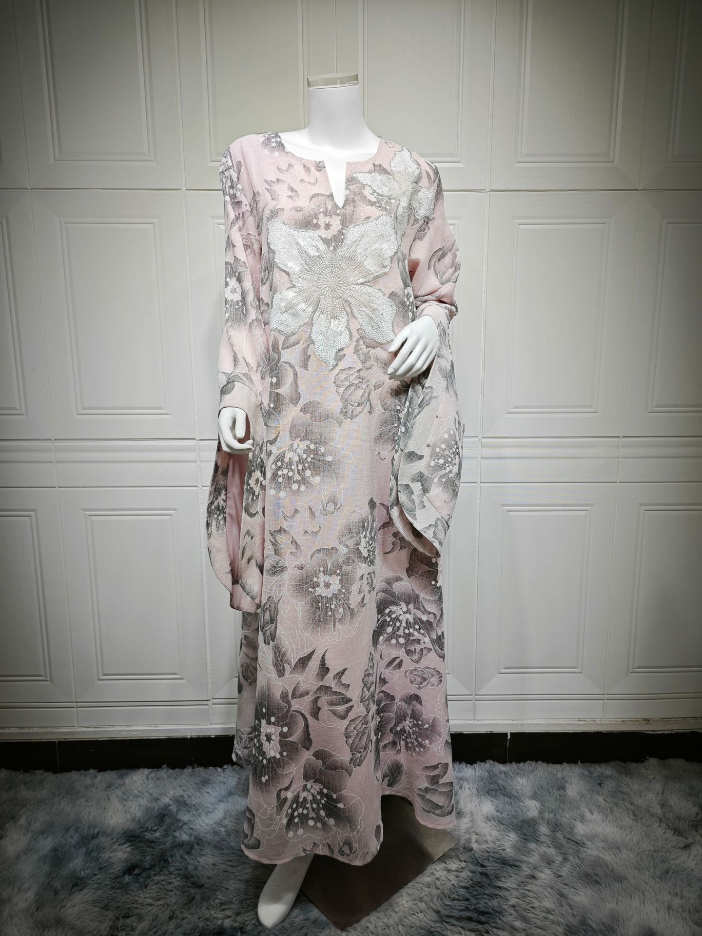 Sequined Jalabiya Abaya Dress AB490 (5)