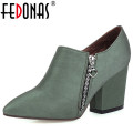 FEDONAS Plus Size Pumps Women Spring Autumn Four Season Party Basic Office Shoes Woman Classic Pointed Toe Side Zipper Pumps