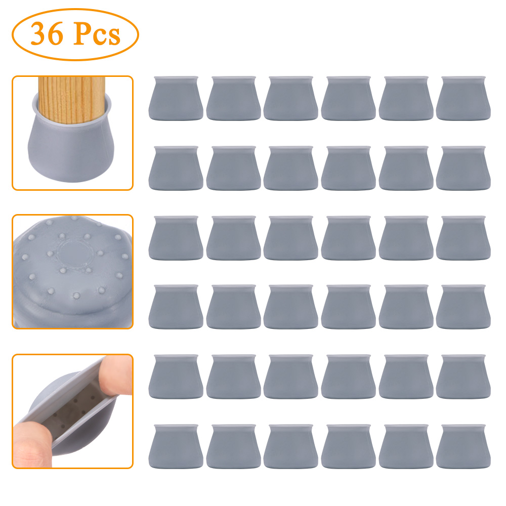 36pcs Table Chair Leg Silicone Cap Pad Furniture Non-Slip Table Feet Cover Floor Protector Foot Protection Bottom Cover Pads