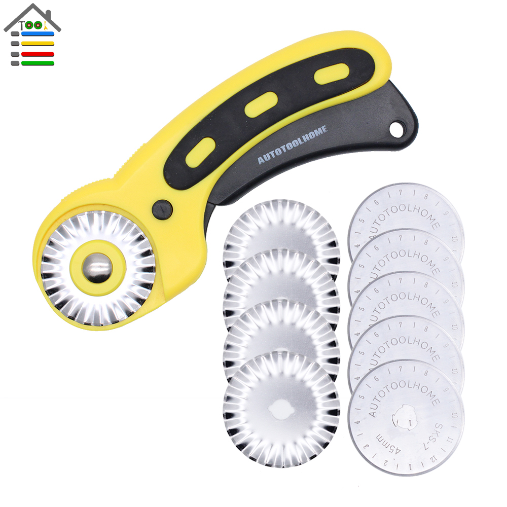 45mm Rotary Cutter Blades Set for OLFA fiskars Sewing Fabric Leather Quilting with 10pc Replacement Pinking Lace Knife Patchwork