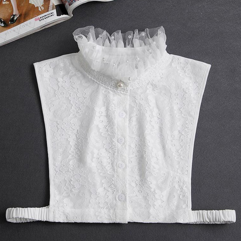 White Fake Collar Women Detachable Collars Cuff Lace False Collars Woman Stand Removable Faux Col Half Shirt Clothes Accessories