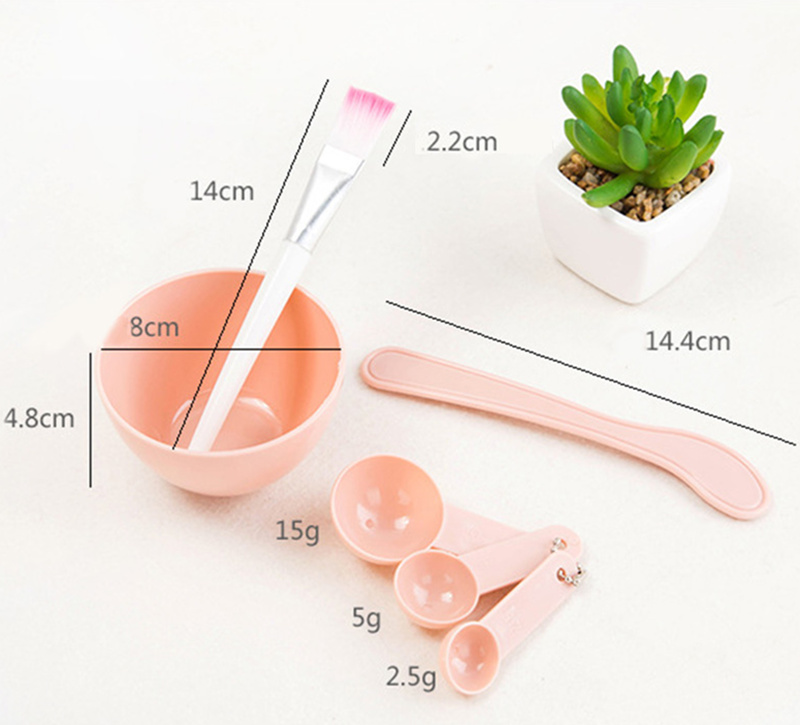 Hot! 4PCS Plastic Facial Brush Bowl Spoon Set DIY Brush Beauty Tools Skin Care Makeup Supplies