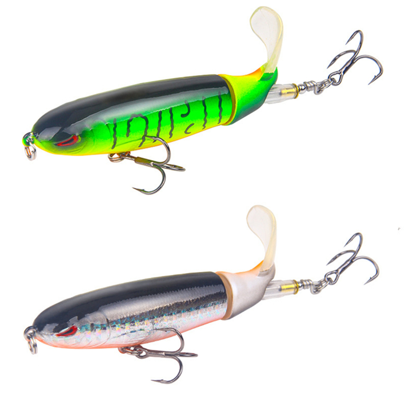 SUFFYU 1PCS Whopper Popper 10cm/14cm Fishing Lure Artificial Bait Hard Plopper Soft Rotating Tail Fishing Tackle Geer Pesca