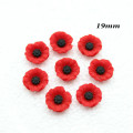 200pcs Chic Resin Red Poppy Flower Artificial Flower Flatback Embellishment Cabochons Cap for home decor 19mm display