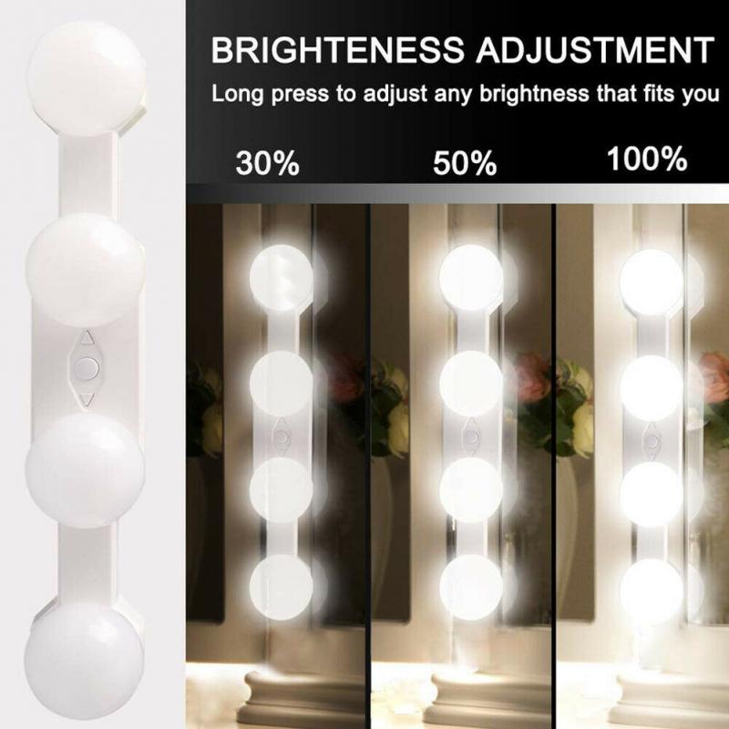 Super Bright Wall Lamp 4 LED Bulb Hollywood Vanity Mirror Light LED Makeup Lights Cordless USB Cosmetic Lighted Dressing Table