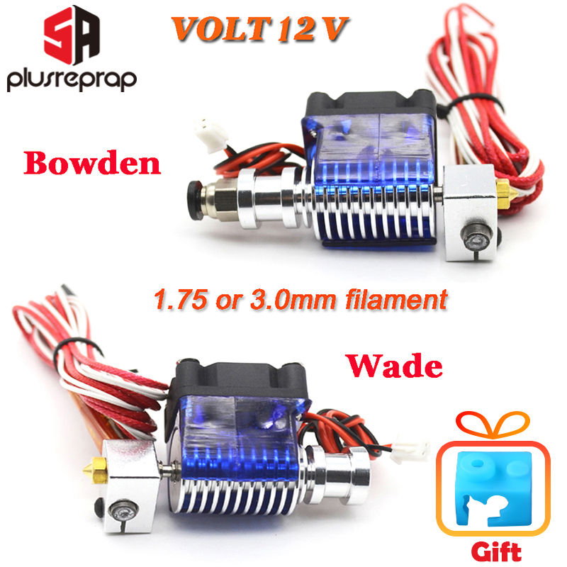 Lastest V6 J-head All metal Hotend Wade or Bowden Extruder Heater Thermistor Fan Nozzle Heat sink for 1.75/ 3mm 3D Printer Part